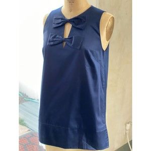 NWT Ted Baker Loocey Navy Double Bow Sleeveless A Line Top Size TB 1 = US 2